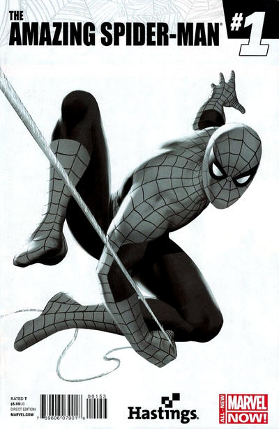 Cover for The Amazing Spider-Man (Marvel, 2014 series) #1 [Variant Edition - Hastings Exclusive - Steve Epting B&W Cover]