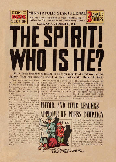 Cover for The Spirit (Register and Tribune Syndicate, 1940 series) #10/13/1940 [Minneapolis Star Journal edition]