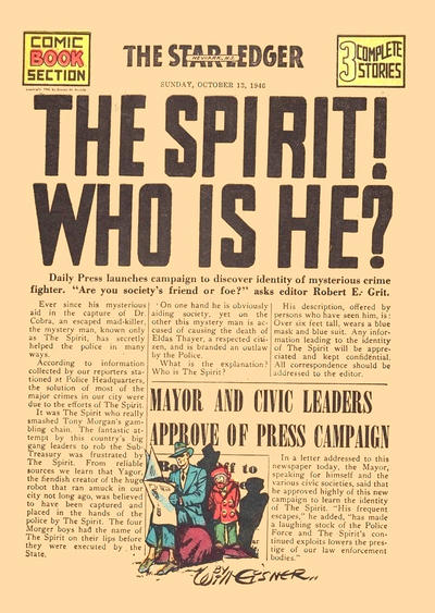 Cover for The Spirit (Register and Tribune Syndicate, 1940 series) #10/13/1940 [Newark NJ Star Ledger edition]