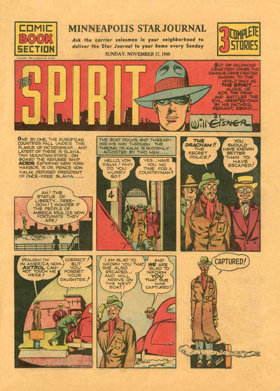 Cover for The Spirit (Register and Tribune Syndicate, 1940 series) #11/17/1940 [Minneapolis Star Journal edition]
