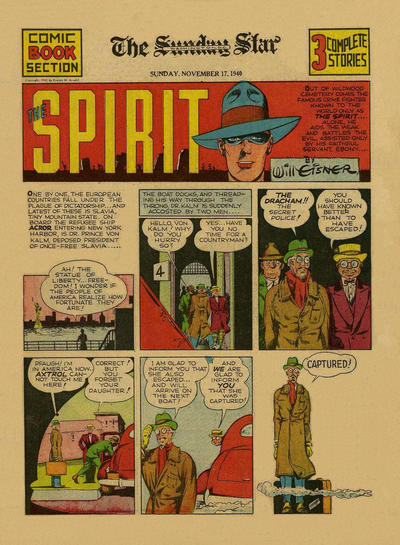 Cover for The Spirit (Register and Tribune Syndicate, 1940 series) #11/17/1940 [Washington DC Star edition]