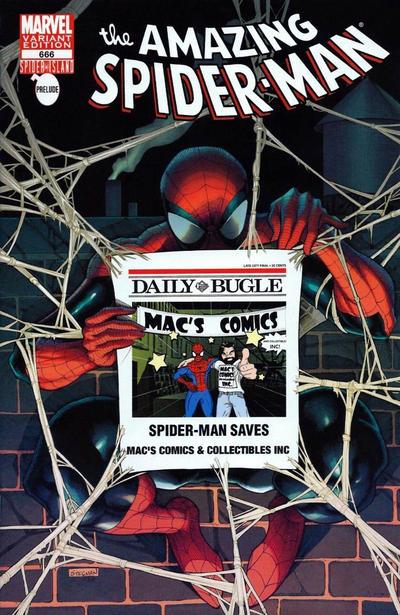 Cover for The Amazing Spider-Man (Marvel, 1999 series) #666 [Variant Edition - Mac's Comics & Collectibles Inc Bugle Exclusive]