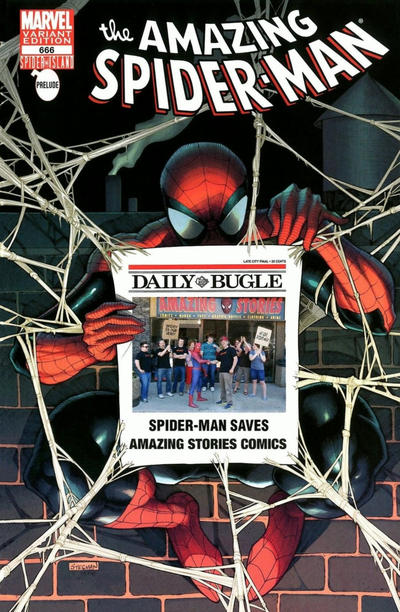 Cover for The Amazing Spider-Man (Marvel, 1999 series) #666 [Variant Edition - Amazing Stories Comics Bugle Exclusive]