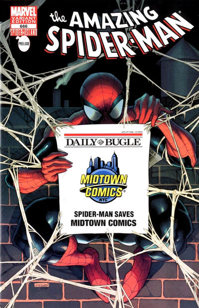 Cover for The Amazing Spider-Man (Marvel, 1999 series) #666 [Variant Edition - Midtown Comics Bugle Exclusive]