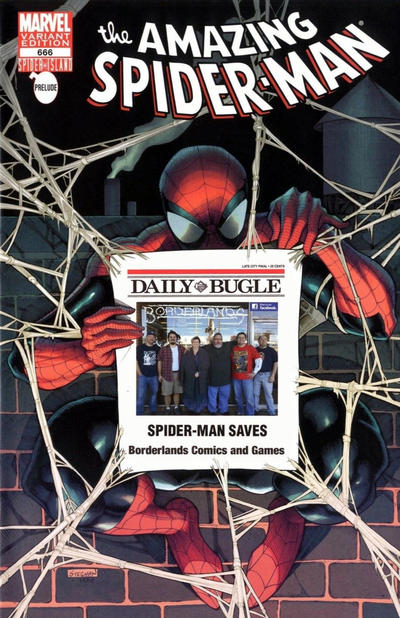 Cover for The Amazing Spider-Man (Marvel, 1999 series) #666 [Variant Edition - Borderlands Comics and Games Bugle Exclusive]