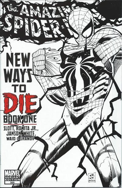 Cover for The Amazing Spider-Man (Marvel, 1999 series) #568 [Variant Edition - Black & White Cover]