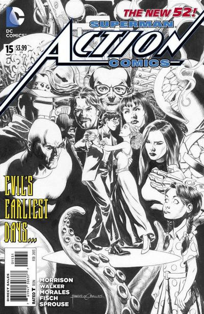 Cover for Action Comics (DC, 2011 series) #15 [Rags Morales Black & White Cover]