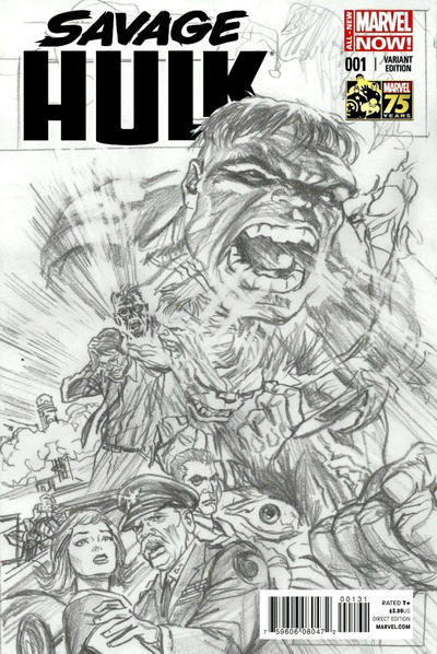 Cover for Savage Hulk (Marvel, 2014 series) #1 [Alex Ross 75th Anniversary Sketch Variant]