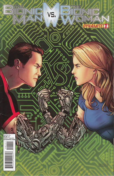 Cover for The Bionic Man vs. The Bionic Woman (Dynamite Entertainment, 2013 series) #1 [Sean Chen Cover]