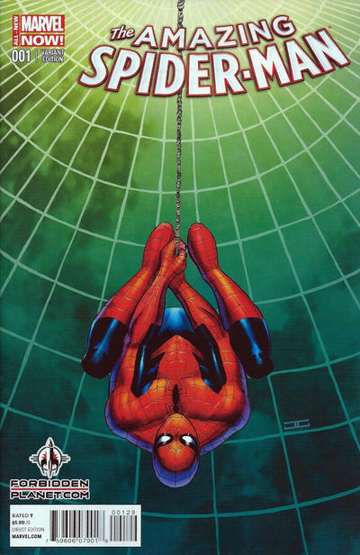 Cover for The Amazing Spider-Man (Marvel, 2014 series) #1 [Variant Edition - Forbidden Planet Exclusive - John Cassaday Cover]