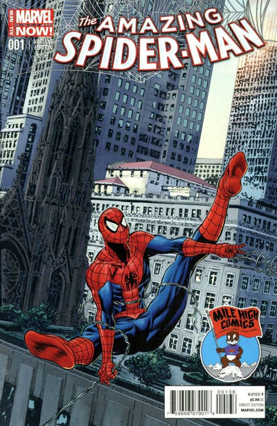 Cover for The Amazing Spider-Man (Marvel, 2014 series) #1 [Variant Edition - Mile High Comics Exclusive - Mike Perkins Cover]