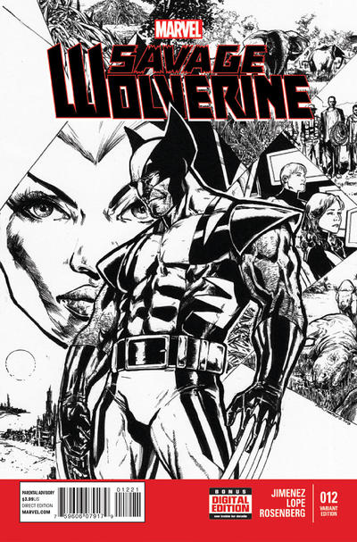 Cover for Savage Wolverine (Marvel, 2013 series) #12 [Black & White Vaiant]