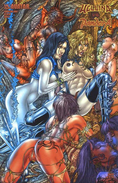 Cover for Hellina vs Pandora (Avatar Press, 2003 series) #0 [Connecting Adult Nude Cover]