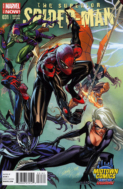 Cover for Superior Spider-Man (Marvel, 2013 series) #31 [Variant Edition - Midtown Comics Exclusive! - J. Scott Campbell Connecting Cover]