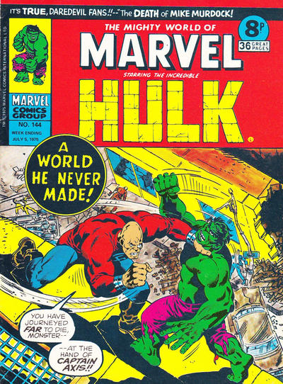 Cover for The Mighty World of Marvel (Marvel UK, 1972 series) #144