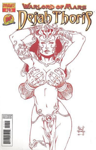 Cover for Warlord of Mars: Dejah Thoris (Dynamite Entertainment, 2011 series) #14 [Pow Rodrix Risque Red Dynamic Forces Variant]