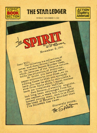 Cover for The Spirit (Register and Tribune Syndicate, 1940 series) #11/9/1941 [Newark NJ Star Ledger edition]