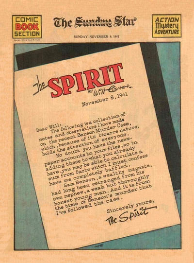 Cover for The Spirit (Register and Tribune Syndicate, 1940 series) #11/9/1941 [Washington DC Star edition]