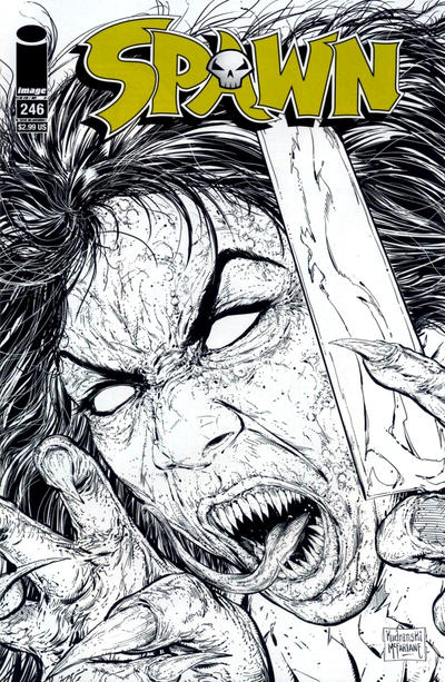 Cover for Spawn (Image, 1992 series) #246 [Szymon Kudranski Black & White Variant]