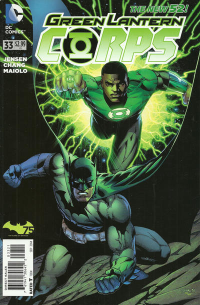 Cover for Green Lantern Corps (DC, 2011 series) #33 [Batman 75th Anniversary Cover]
