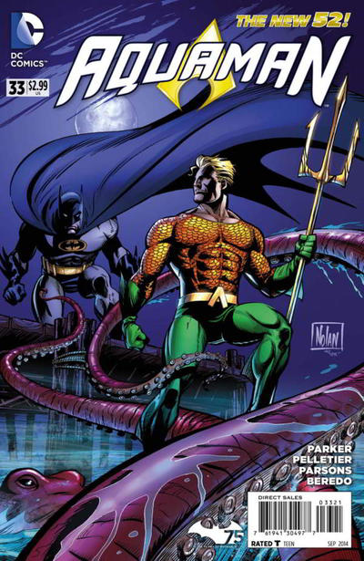 Cover for Aquaman (DC, 2011 series) #33 [Batman 75th Anniversary Cover]