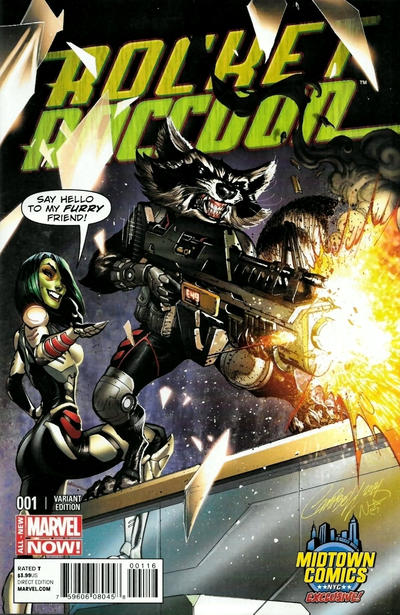 Cover for Rocket Raccoon (Marvel, 2014 series) #1 [Midtown Comics Exclusive Variant by J. Scott Campbell]