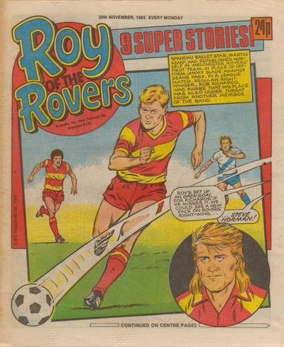 Cover for Roy of the Rovers (IPC, 1976 series) #30 November 1985 [472]