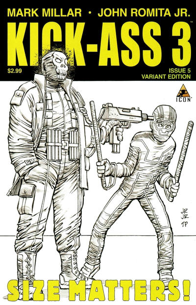 Cover for Kick-Ass 3 (Marvel, 2013 series) #5 [John Romita Jr. Black & White Variant]