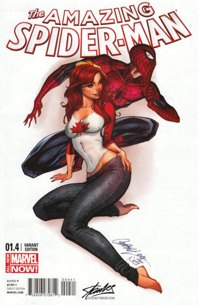 Cover for The Amazing Spider-Man (Marvel, 2014 series) #1.4 [Variant Edition - Stan Lee Collectibles ‘Fan Expo Canada’ Exclusive - J. Scott Campbell Cover]