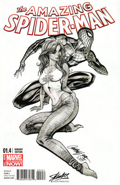 Cover for The Amazing Spider-Man (Marvel, 2014 series) #1.4 [Variant Edition - Stan Lee Collectibles ‘Fan Expo Canada’ Exclusive - J. Scott Campbell Sketch Cover]