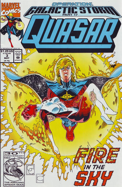 Cover for Quasar (Marvel, 1989 series) #34 [Direct (Number 3)]