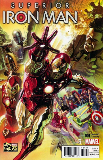 Cover for Superior Iron Man (Marvel, 2015 series) #1 [Alex Ross 75th Anniversary Color Variant]
