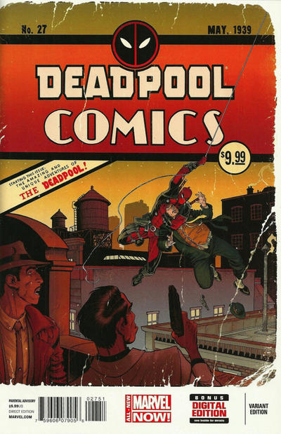 Cover for Deadpool (Marvel, 2013 series) #27 [Arthur Adams Detective Comics Parody Variant]