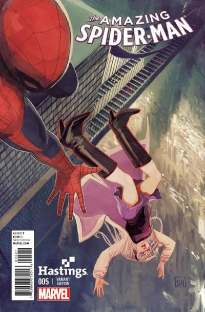 Cover for The Amazing Spider-Man (Marvel, 2014 series) #5 [Variant Edition - Hastings Exclusive - Stephanie Hans Cover]