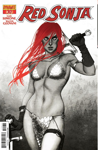 Cover for Red Sonja (Dynamite Entertainment, 2013 series) #10 [Black & White Retailer Incentive Cover Jenny Frison]