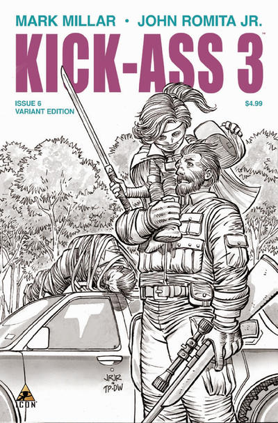 Cover for Kick-Ass 3 (Marvel, 2013 series) #6 [John Romita Jr. Black & White Variant]