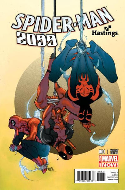 Cover for Spider-Man 2099 (Marvel, 2014 series) #1 [Variant Edition - Hastings Deadpool Exclusive - Pasqual Ferry]