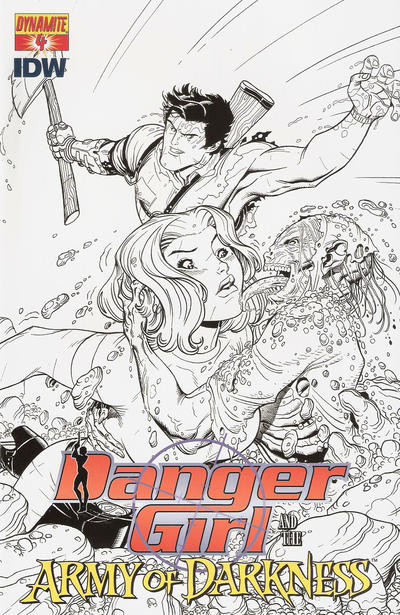 Cover for Danger Girl and the Army of Darkness (Dynamite Entertainment, 2011 series) #4 [Nick Bradshaw Black and White Retailer Incentive Cover]