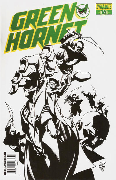 Cover for Green Hornet (Dynamite Entertainment, 2010 series) #16 [Retailer Incentive "Black, White & Green" Phil Hester Cover]