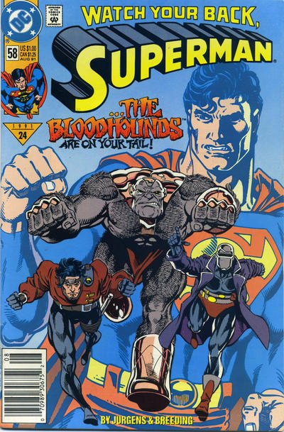 Cover for Superman (DC, 1987 series) #58 [Newsstand]