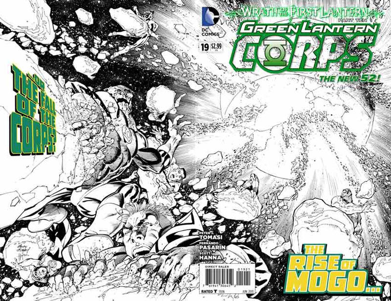 Cover for Green Lantern Corps (DC, 2011 series) #19 [Andy Kubert / Sandra Hope Wraparound Black & White Cover]