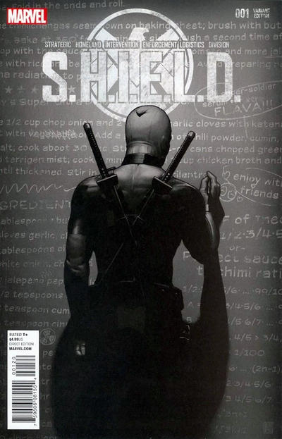 Cover for S.H.I.E.L.D. (Marvel, 2015 series) #1 [Deadpool Party Black and White Variant by John Tyler Christopher]