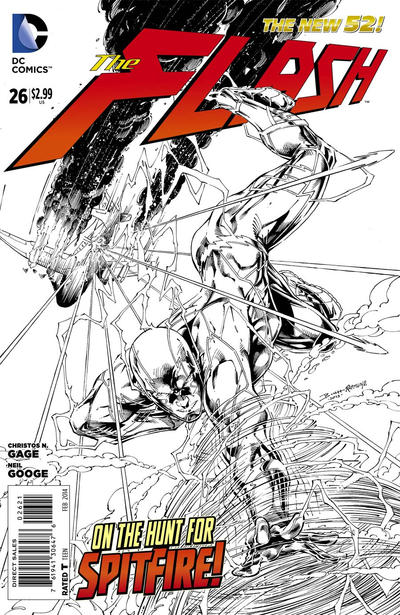 Cover for The Flash (DC, 2011 series) #26 [Brett Booth / Norm Rapmund Black & White Cover]