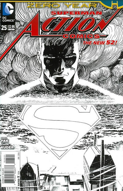 Cover for Action Comics (DC, 2011 series) #25 [Aaron Kuder Black & White Cover]