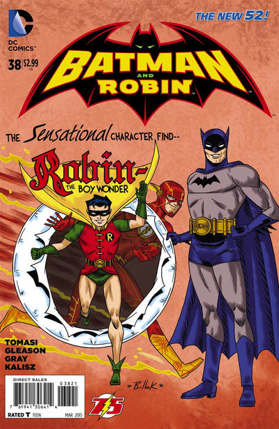 Cover for Batman and Robin (DC, 2011 series) #38 [Flash 75th Anniversary Cover]