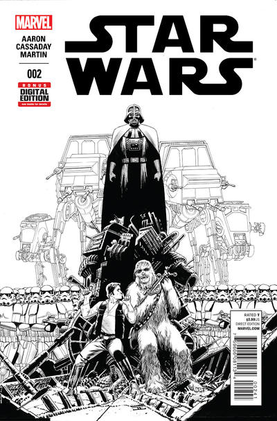Cover for Star Wars (Marvel, 2015 series) #2 [John Cassaday Black and White Variant]